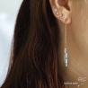 Boucles d'oreilles aigue-marine véritable, plaqué or, fines, longues, fait main, création by Alicia