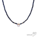 Collier hématite bleue, plaqué or 3MIC, fait main, création by Alicia