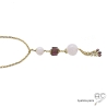 Collier, pendentif long avec quartz rose et pampille en chaînes plaqué or, fait main, création by Alicia