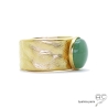 Bague avec aventurine sur un anneau en plaqué or, pierre naturelle verte, femme