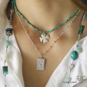 Turquoise véritable, collier fin, chaine en pierre naturelle, fait main, création by Alicia