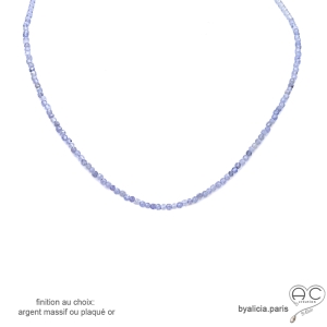 Tanzanite, collier fin, chaine en pierre naturelle bleue, fait main, création by Alicia