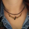 Pyrite bronze, collier fin, chaine en  pierre naturelle, fait main, création by Alicia