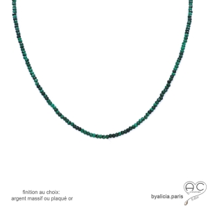 Malachite, collier fin, chaine en  pierre naturelle verte, fait main, création by Alicia