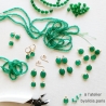 Boucles d'oreilles longues en agate verte et plaqué or, fait main, création by Alicia