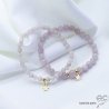 Bracelet fin kunzite, vermeil ou argent, pierre semi-précieuse avec pampille étoile, fait main