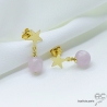 Boucles d'oreilles étoile vermeil et kunzite, petites, pendantes, fait main, création by Alicia