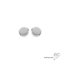 Boucles d\'oreilles NOELY petite puce ronde en argent massif rhodié, clous, femme