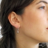 Boucles d'oreilles petites créoles avec pendent boule en argent 925 rhodié, femme, tendance