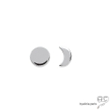 Boucles d\'oreilles croissant de lune et soleil en argent 925 rhodié, puces, petites, clous, femme