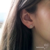 Boucles d'oreilles croissant de lune et soleil en argent 925 rhodié, puces, petites, clous, femme