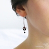 Boucles d'oreilles créoles agate noire avec pampilles pierres naturelles, argent massif, fait main, création by Alicia