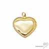 Pendentif grand coeur en plaqué or 750 3MIC, collier femme