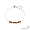 Bracelet fin cornaline sur une chaîne serpent en argent massif, pierre naturelle orange, fait main, création by Alicia