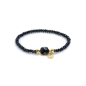 Bracelet onyx et spinelle noir, pierres semi-précieuses, pampille plaqué or, femme, bohème, gipsy, création by Alicia