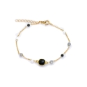 Bracelet onyx et spinelle noire, plaqué or, pierres semi-précieuses, fait main, création by Alicia