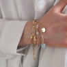 Bracelet amazonite, pierre de lune, pierre du soleil, pierres fines sur chaîne en plaqué or, création by Alicia
