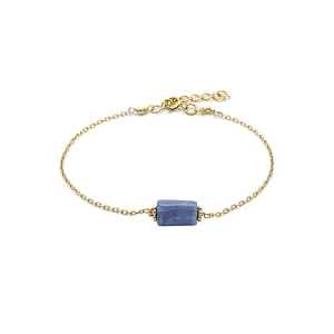 Bracelet avec tanzanite sur une chaîne fine, plaqué or, pierre naturelle bleue, fait main, création by Alicia