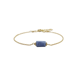 Bracelet avec tanzanite sur une chaîne fine, plaqué or, pierre naturelle bleue, fait main, création by Alicia