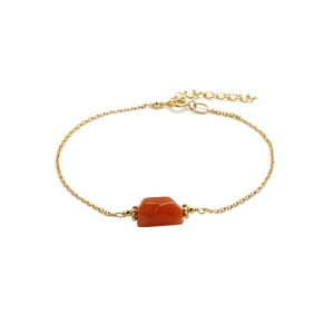 Bracelet avec cornaline sur une chaîne fine plaqué or, pierre naturelle orange, fait main, création by Alicia
