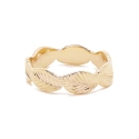 Bague anneau motif feuilles en plaqué or, femme