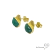Boucles d'oreilles vertes en argent doré à l'or 18K et beryl, pierre naturelle