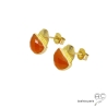 Boucles d'oreilles oranges en argent doré à l'or 18K et cornaline, pierre naturelle