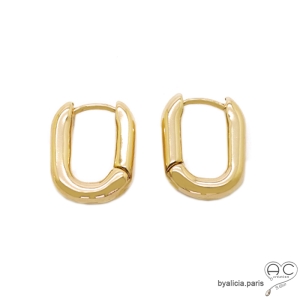 Créoles ovales en plaqué or, boucles d'oreilles tendance
