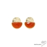 Boucles d'oreilles oranges en argent doré à l'or 18K et cornaline, pierre naturelle