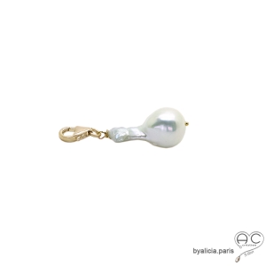Breloque perle baroque, pour les bracelets et les colliers en chaînes gros maillons, création by Alicia