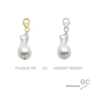 Breloque perle baroque, pour les bracelets et les colliers en chaînes gros maillons, création by Alicia