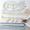 Collier aigue-marine et perles de culture d'eau douce, ras de cou pierre bleue, création by Alicia