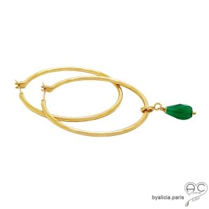 Breloque agate verte, pierre naturelle verte, pour les créoles, bracelets et les colliers, créations by Alicia