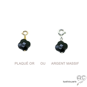 Breloque agate noir, pierre fine pour les bracelets et les colliers en chaînes gros maillons, créations by Alicia