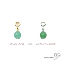 Breloque aventurine ronde, pierre fine verte pour les bracelets et les colliers en chaînes gros maillons, créations by Alicia