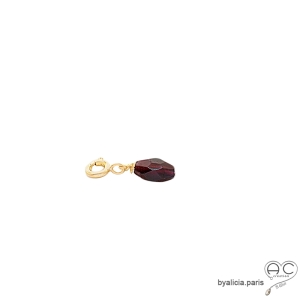 Breloque grenat, pierre fine rouge pour les bracelets et les colliers en chaînes gros maillons, créations by Alicia