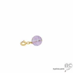 Breloque améthyste, pierre fine violet pour les bracelets et les colliers en chaînes gros maillons, créations by Alicia