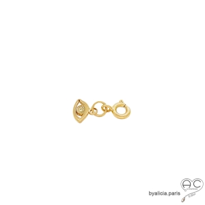 Breloque oeil en plaqué or pour les bracelets et les colliers en chaînes gros maillons, créations by Alicia