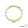 Bague solitaire, brillant sur anneau motif chaîne en plaqué or, empilable, femme, intemporelle