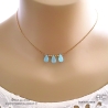 Collier calcédoine bleue, trois gouttes sur une chaîne fine, ras de cou pierre naturelle, création by Alicia