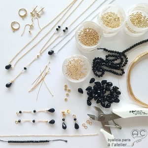 onyx noir, bijoux femme fait main en France, atelier de bijoux délicats, collier pierre naturelle noire sur mesure