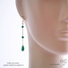 boucles d'oreilles femme en onyx verte, artisanales, longues, fait sur mesure, boucles d'oreilles de créateur