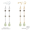 Boucles d'oreilles lemon quartz, fines, longues, pendantes, création by Alicia