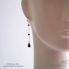 onyx noir, boucles d'oreilles femme, artisanales, pendantes, fines, agate noire