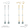 pierre de lune, boucles d'oreilles femme, artisanales, pendantes, fines, boucles pierre naturelle grise fait en France