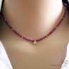 Collier grenat rhodolite avec zirconium brillant, ras de cou fin, pierre naturelle, plaqué or, fait main, création by Alicia