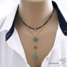 collier ras de cou pierre semi-précieuse verte, malachite, bijoux artisanaux pierre naturelle verte