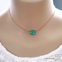 Collier avec chrysoprase et plaqué or 3MIC, ras de cou pierre semi-précieuse verte, création by Alicia