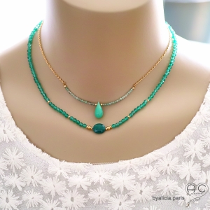 ras de cou de créateur femme pierre verte, collier artisanal pierre naturelle verte