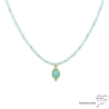 amazonite ras du cou femme, collier pierre naturelle vert-bleu artisanal